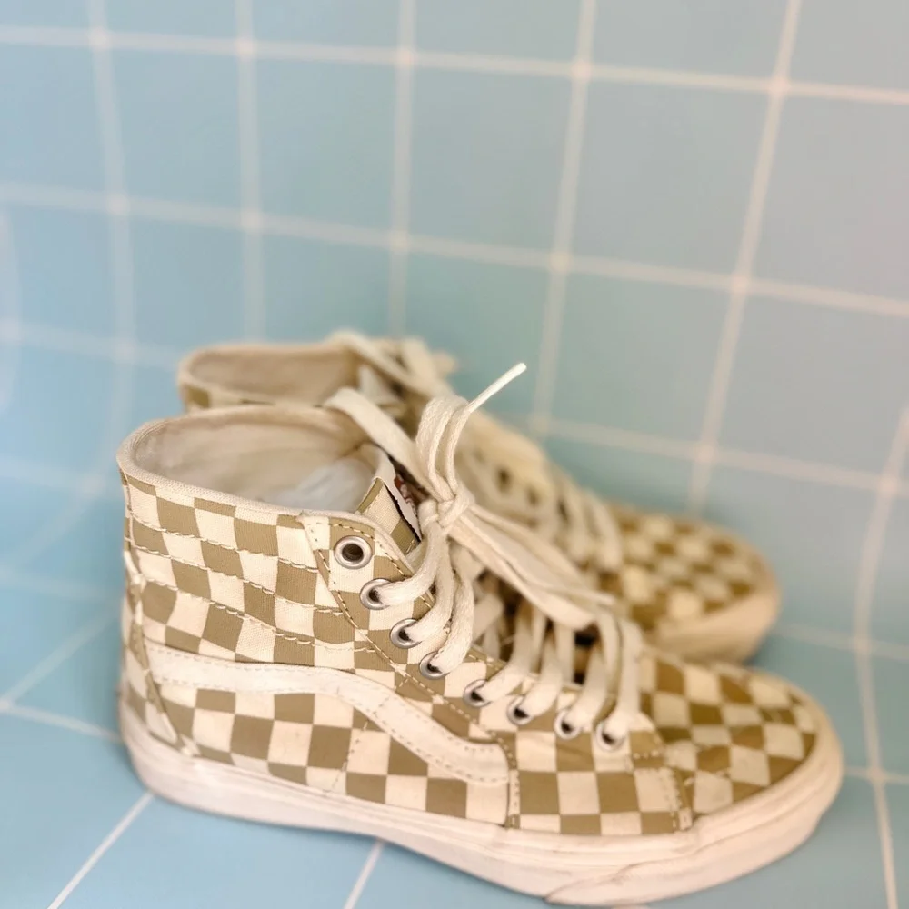 Vans Sk8-Hi Eco Theory Checkerboard High Top Sneakers Women's size 5.5